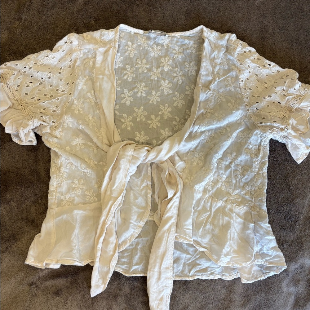 American Eagle Lace Tie-Front Blouse